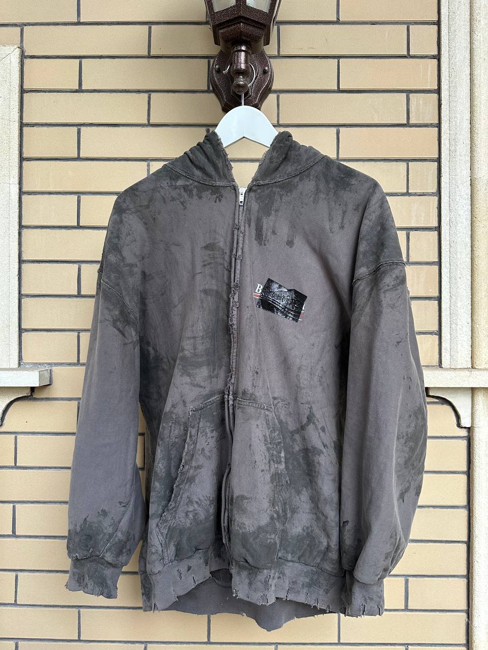 Balenciaga grey gaffer zip hoodie